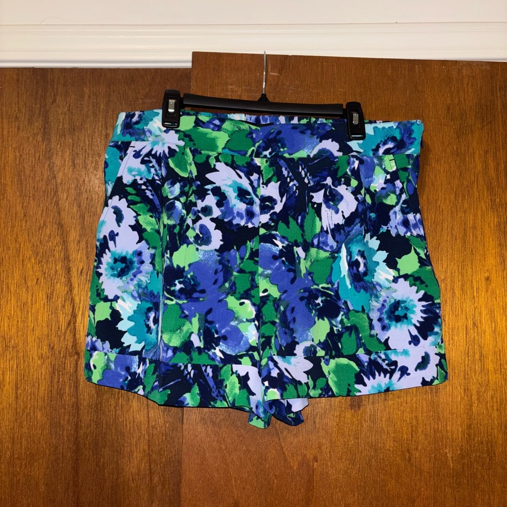 New York & Company High Waist Shorts Blue and Green